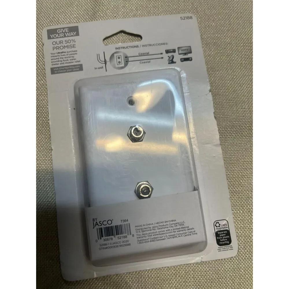 Dual Coax Cable Wallplate Provides two wall-mounted coax cable connections